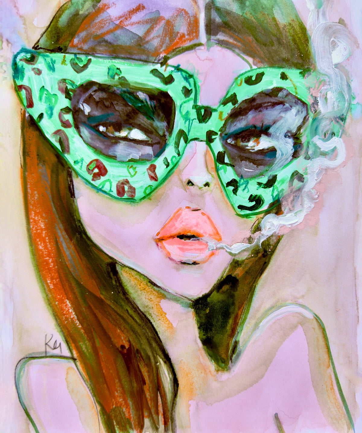 Green Leopard Glasses Print