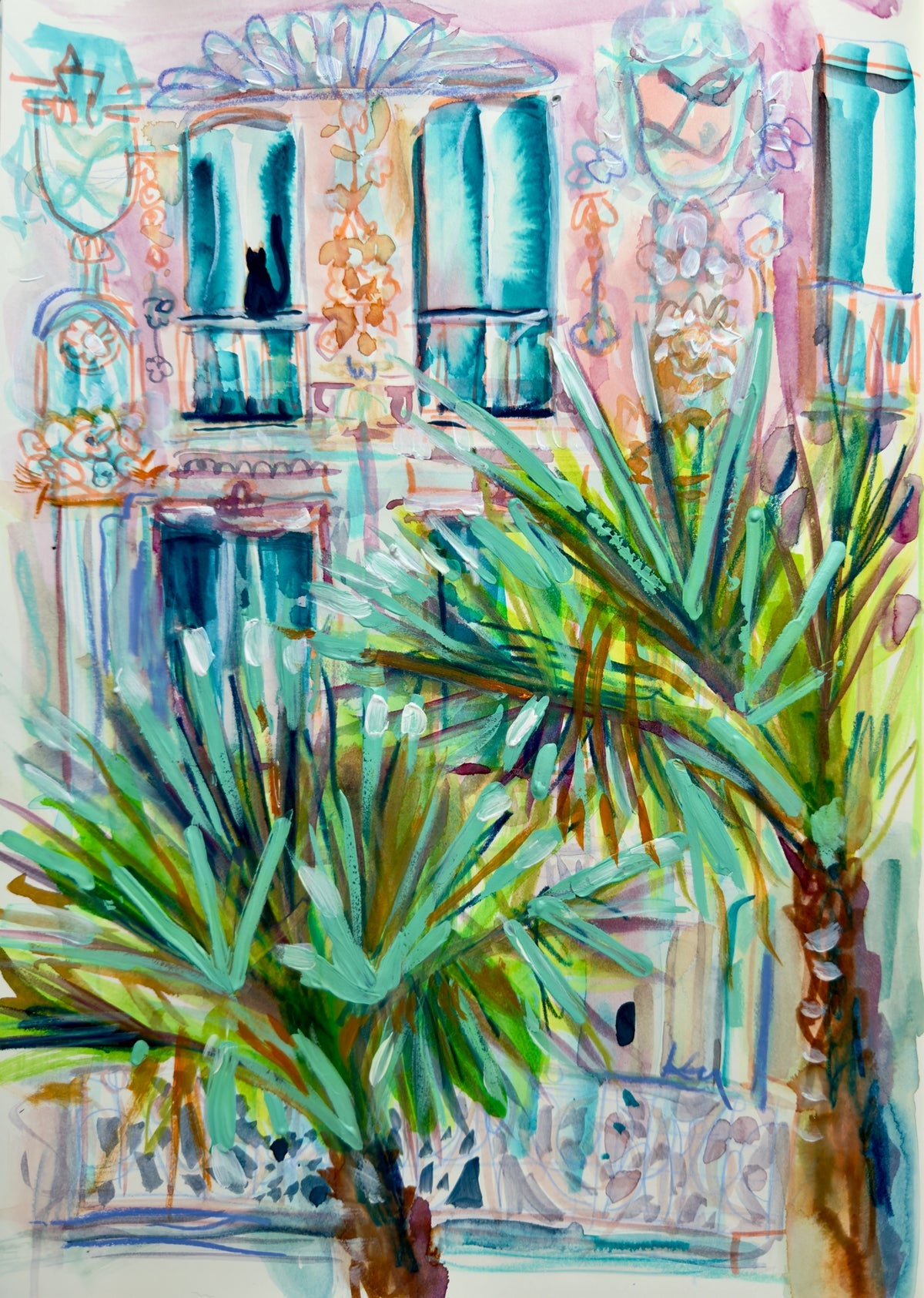 Palm Courtyard Print