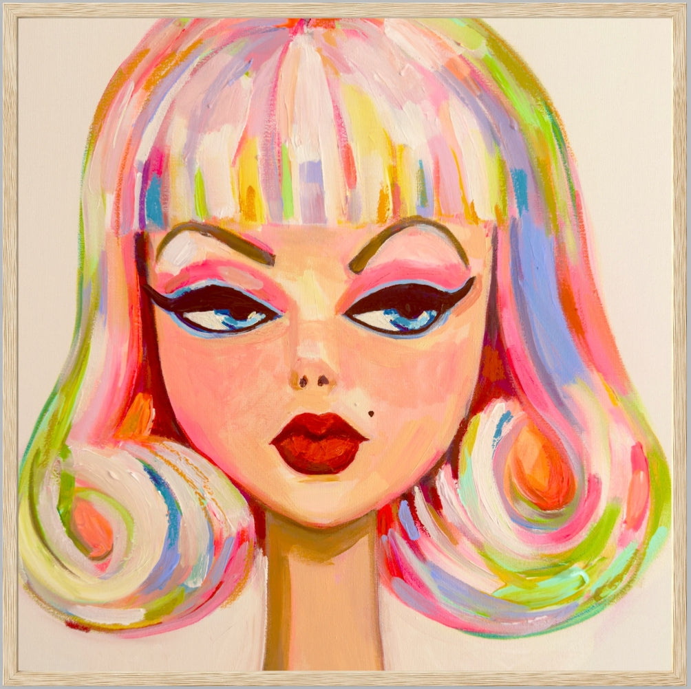 Rainbow Barbie Print square
