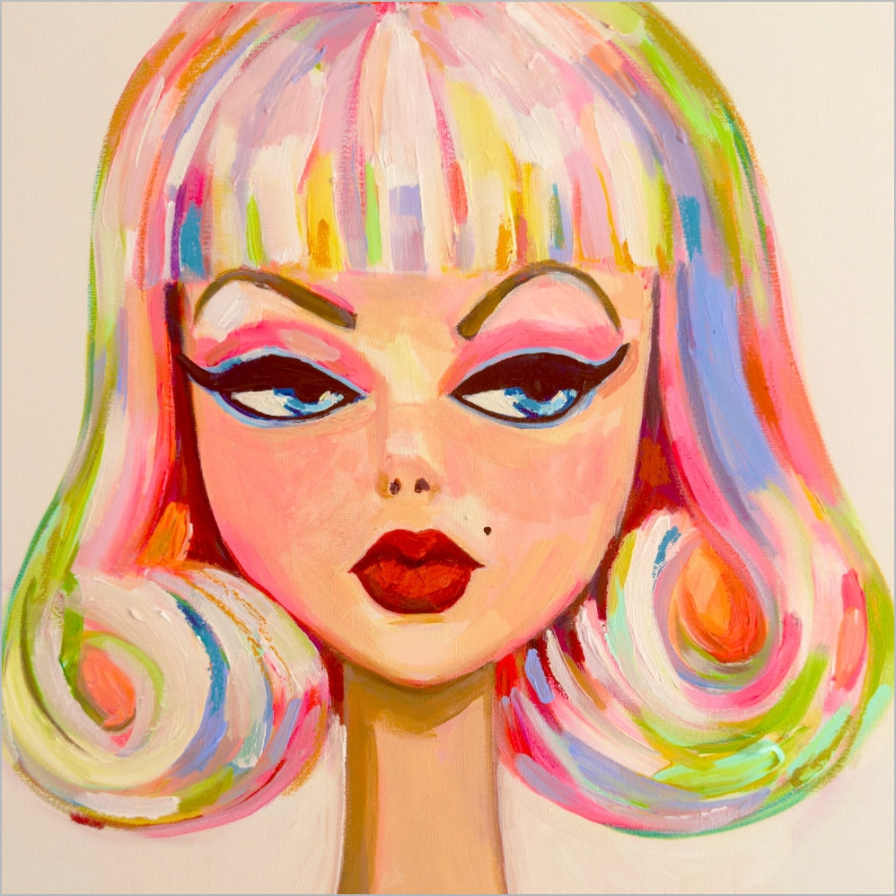 Rainbow Barbie Print square