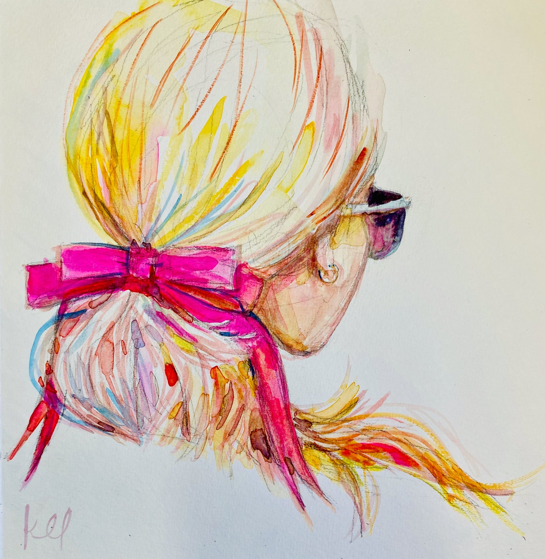 Pink Hair Bow Print