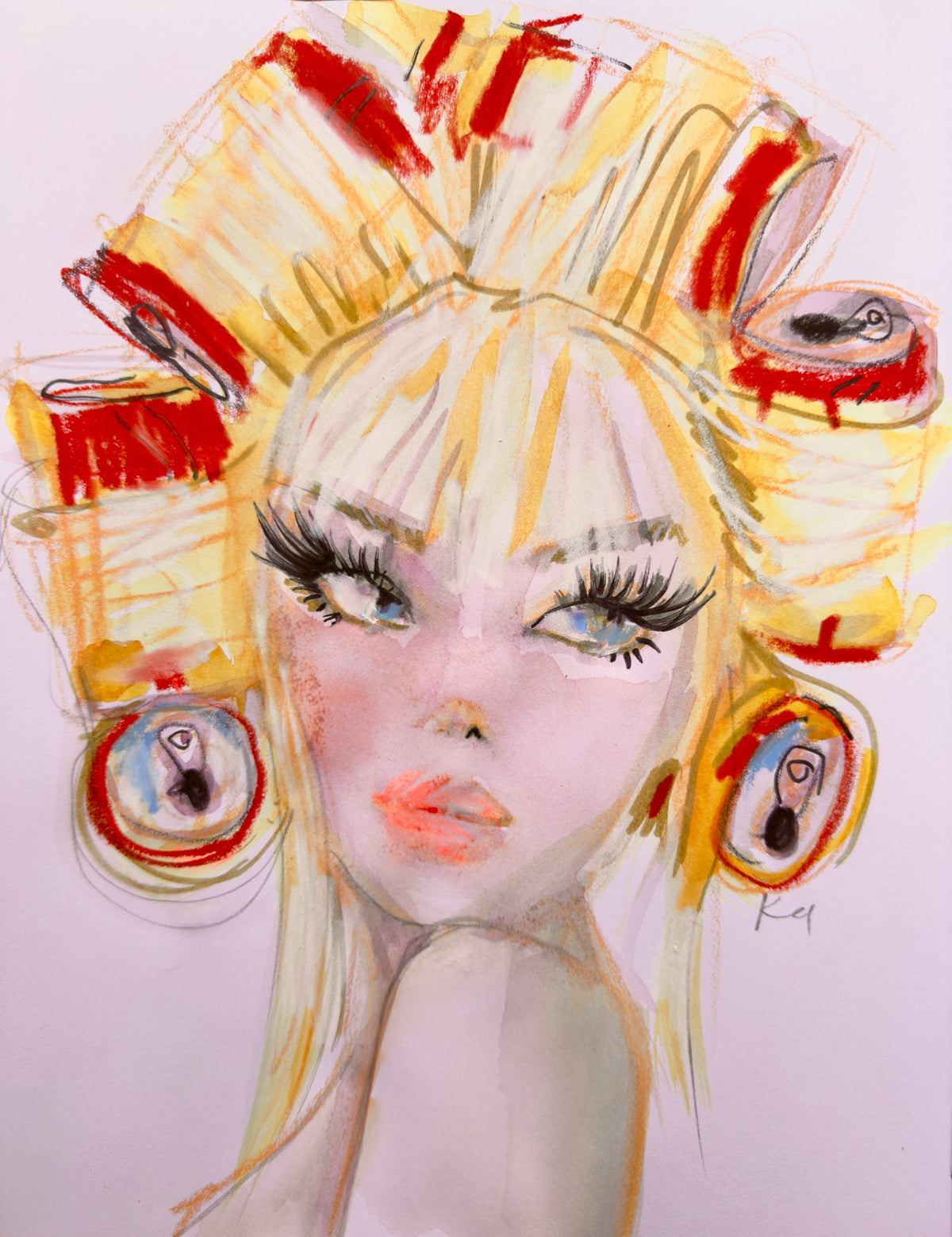 Blonde Curlers Print