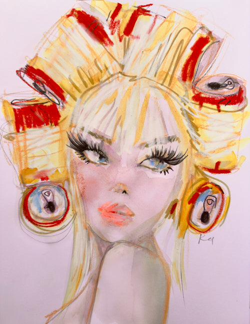 Blonde Curlers Print