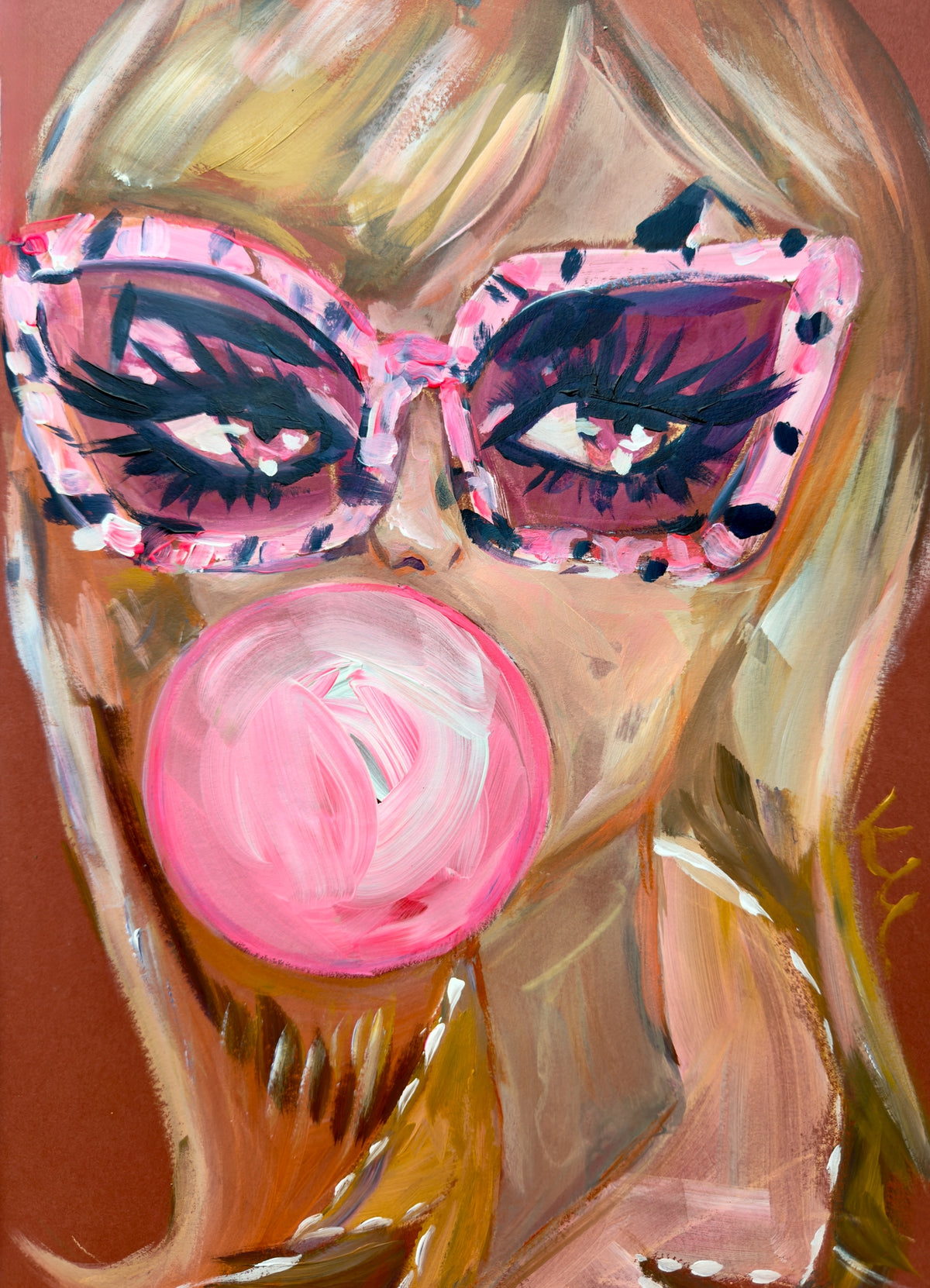 Blonde Bubble Pink Shades Print