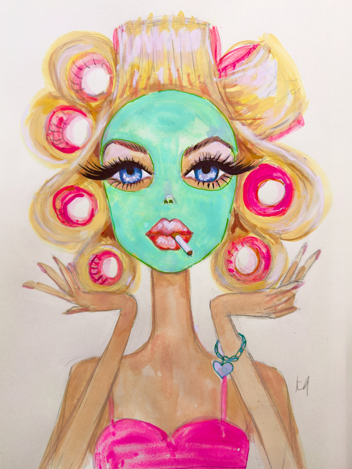 Curlers Barbie print