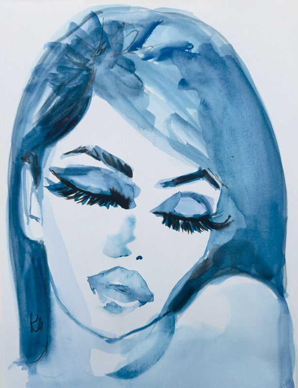 Blue Retro Glam Print