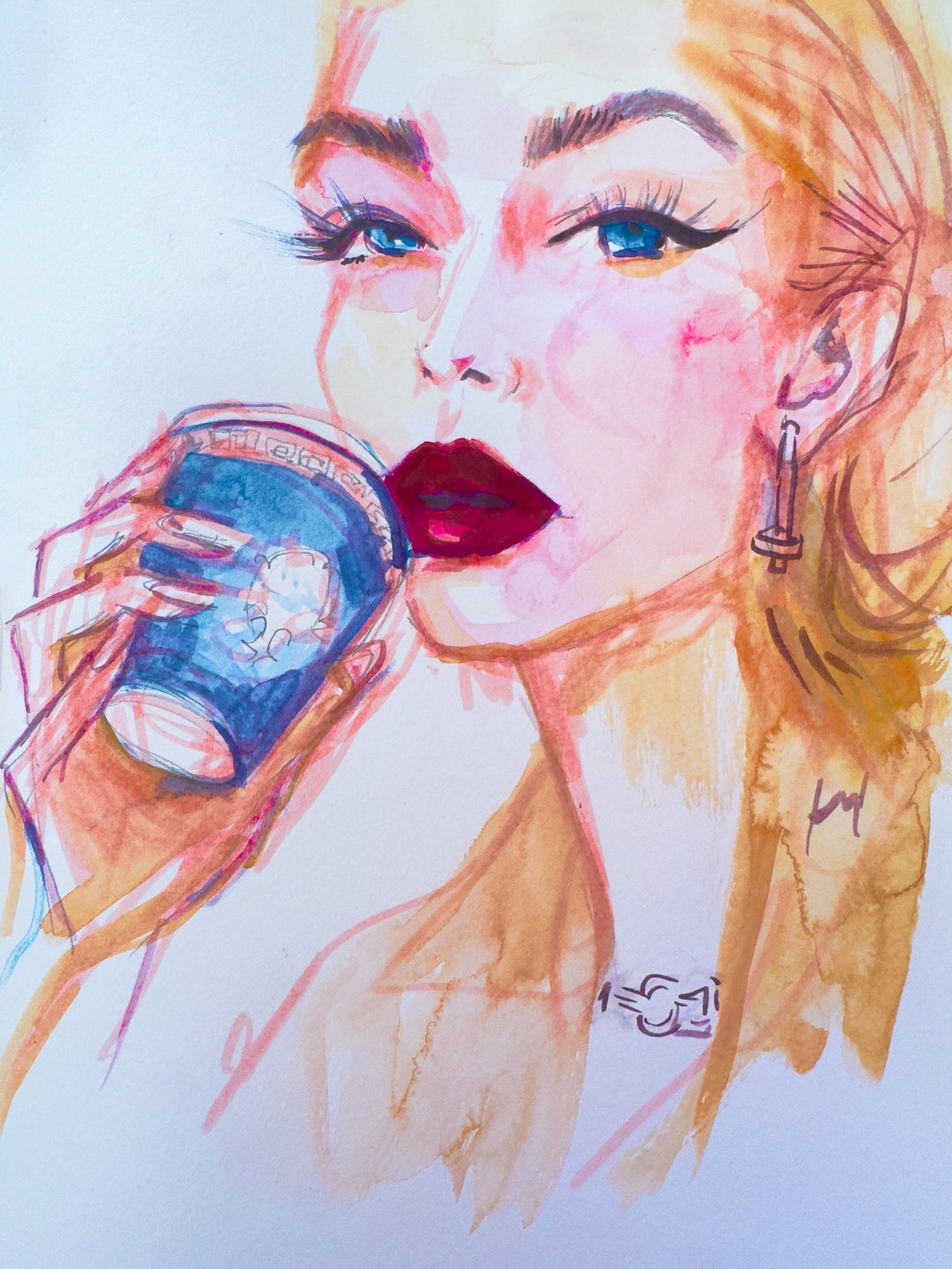 Gigi Sipping Print