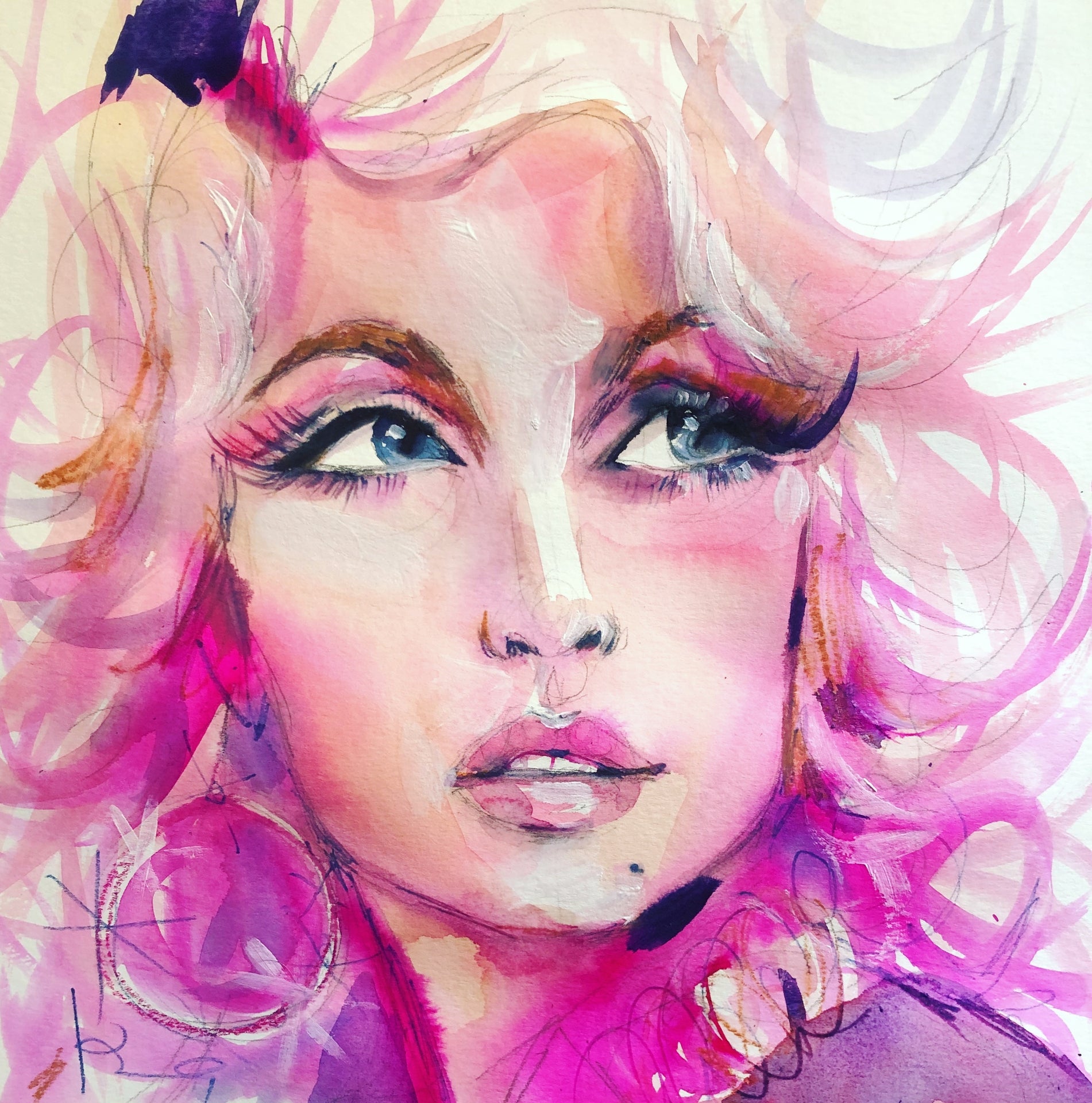 Pink and Purple Dolly Print