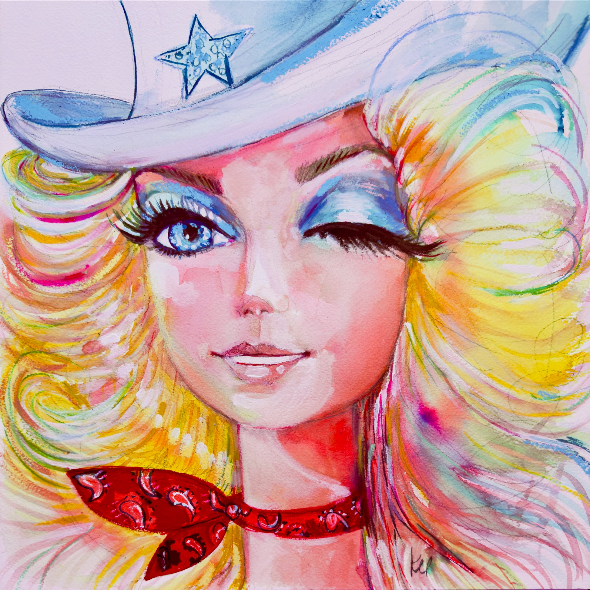 Western winking Barbie Original