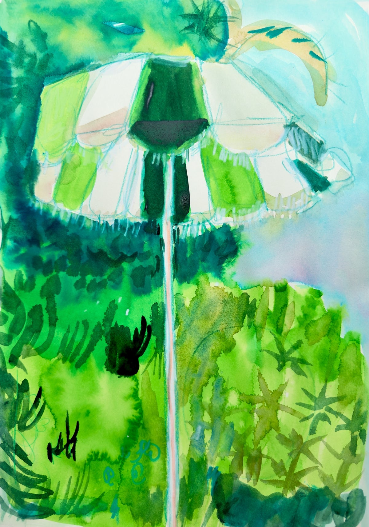 Green Umbrella print