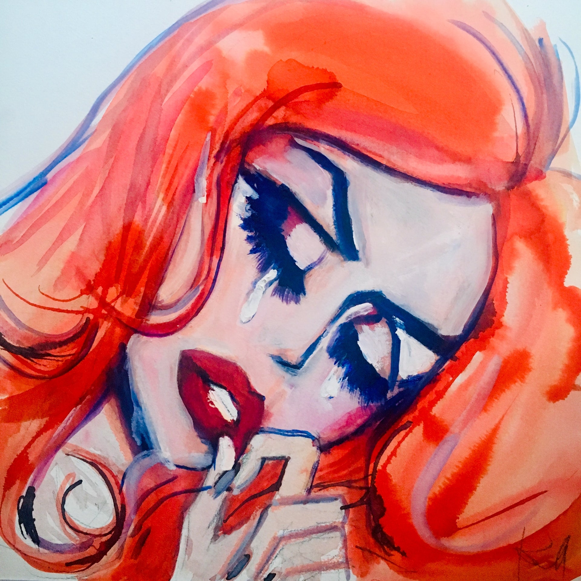 Red Crying Print