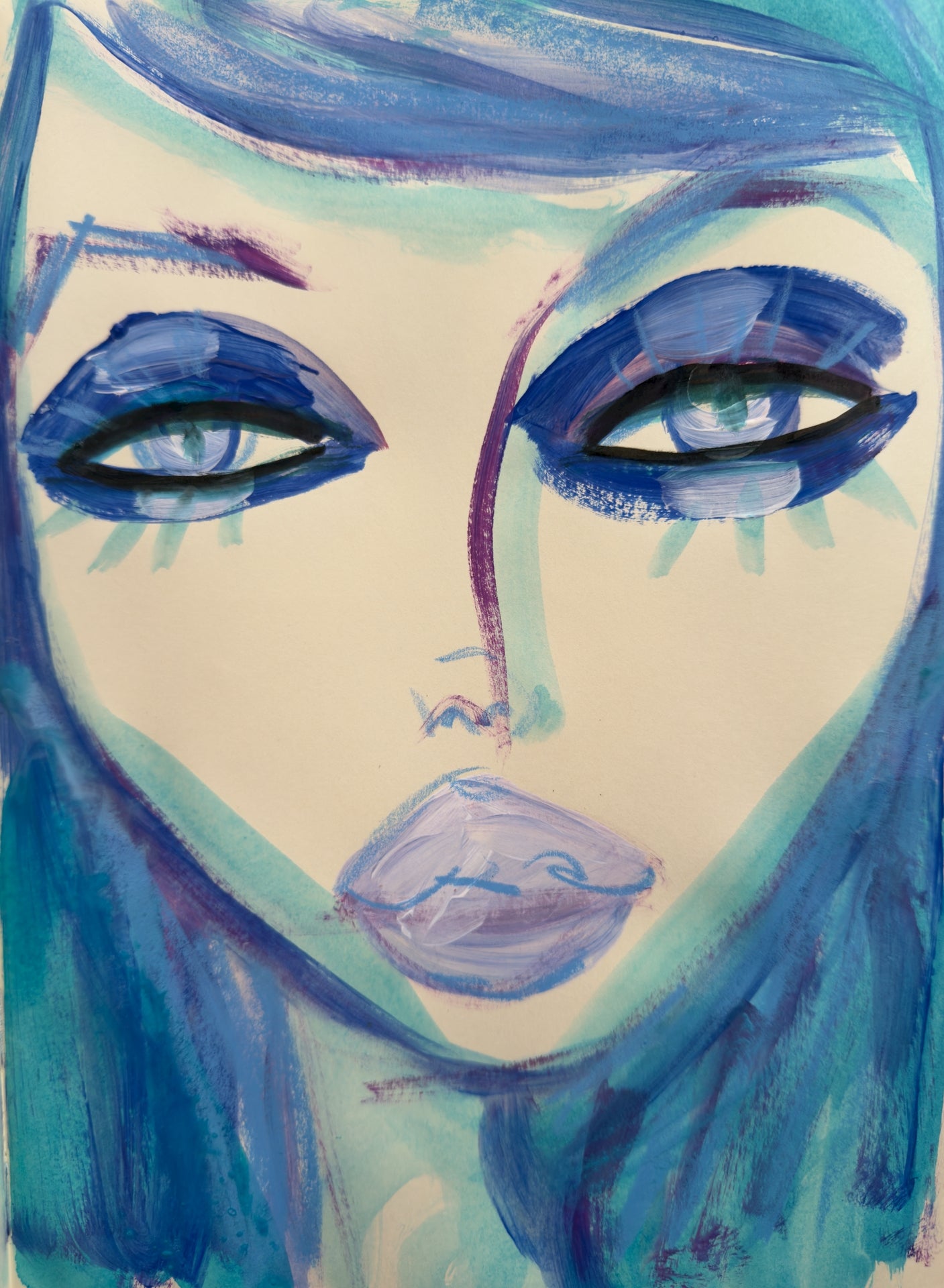 Blue Face Print