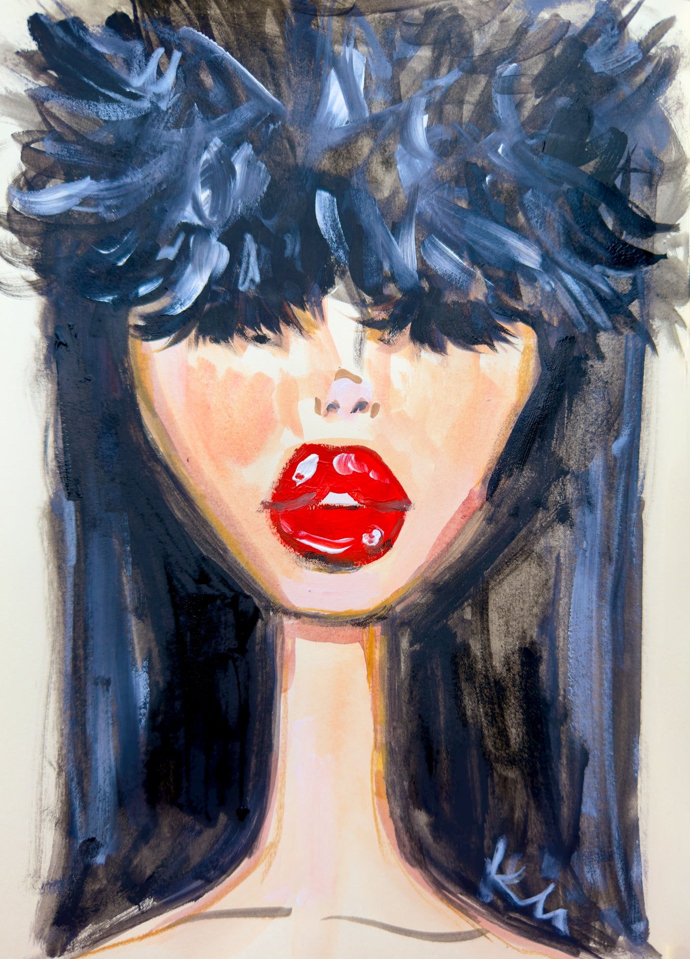 Black Fur Hat Print
