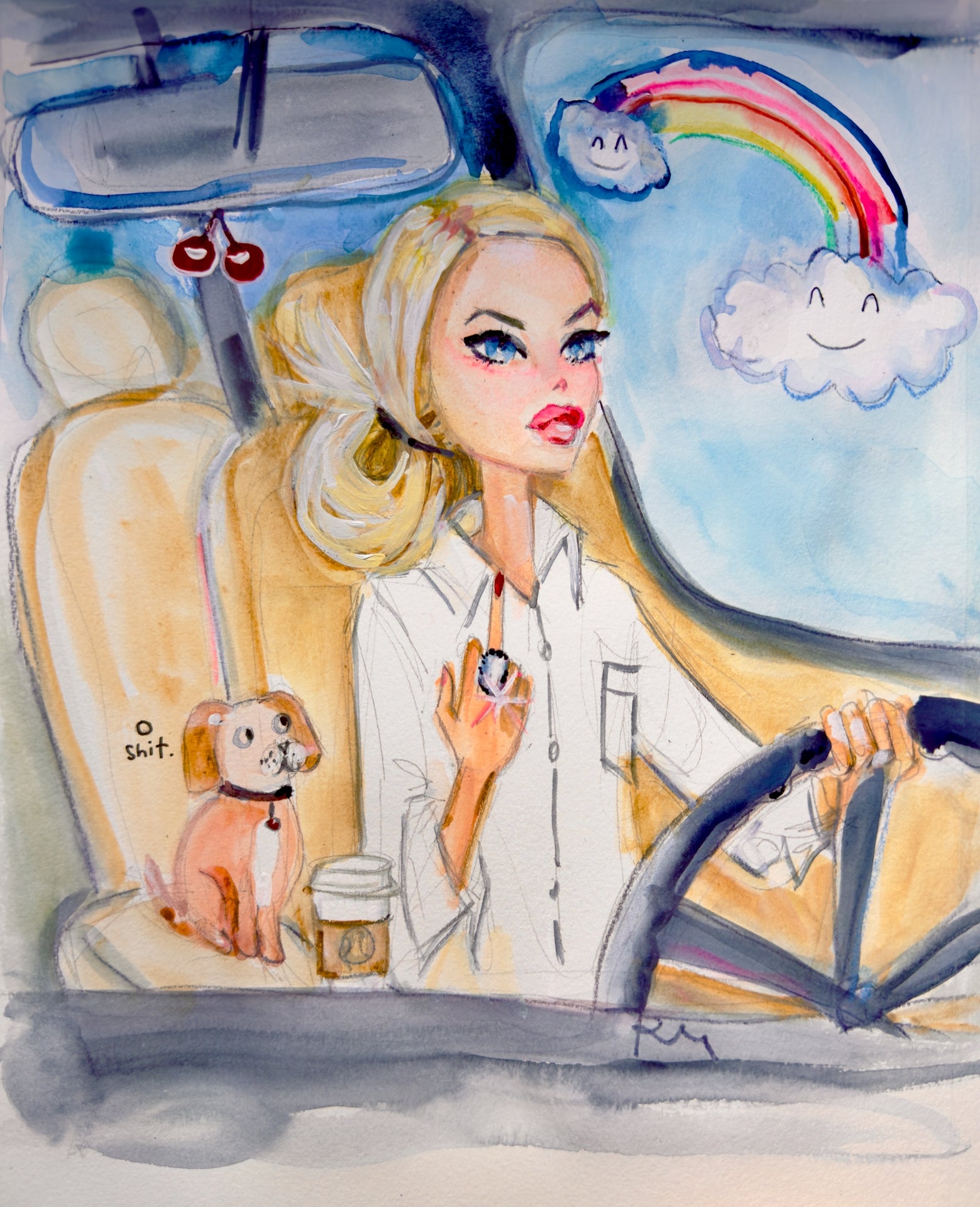 Driving Barbie Print