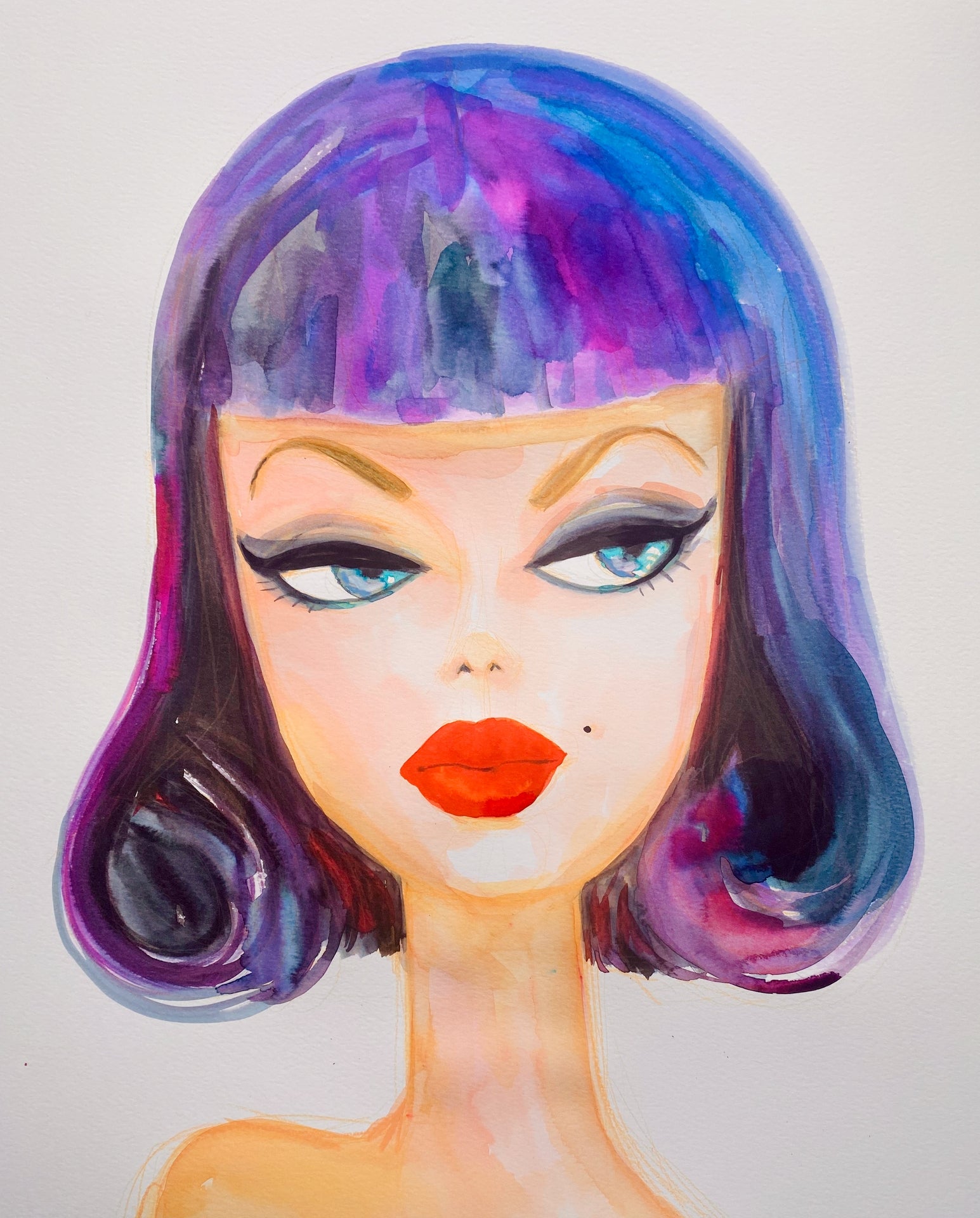 Purple Hair Barbie Print