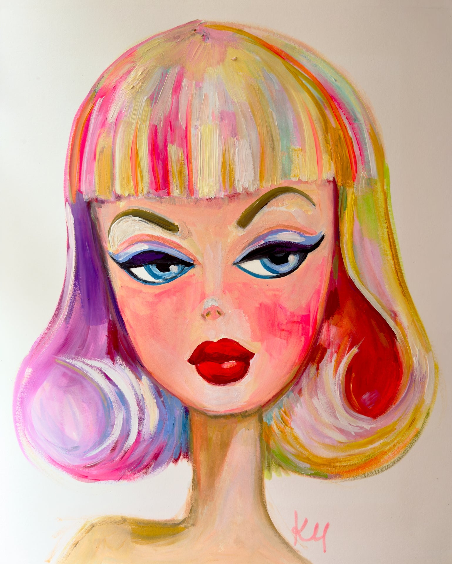 Rainbow Hair Vintage Barbie Print
