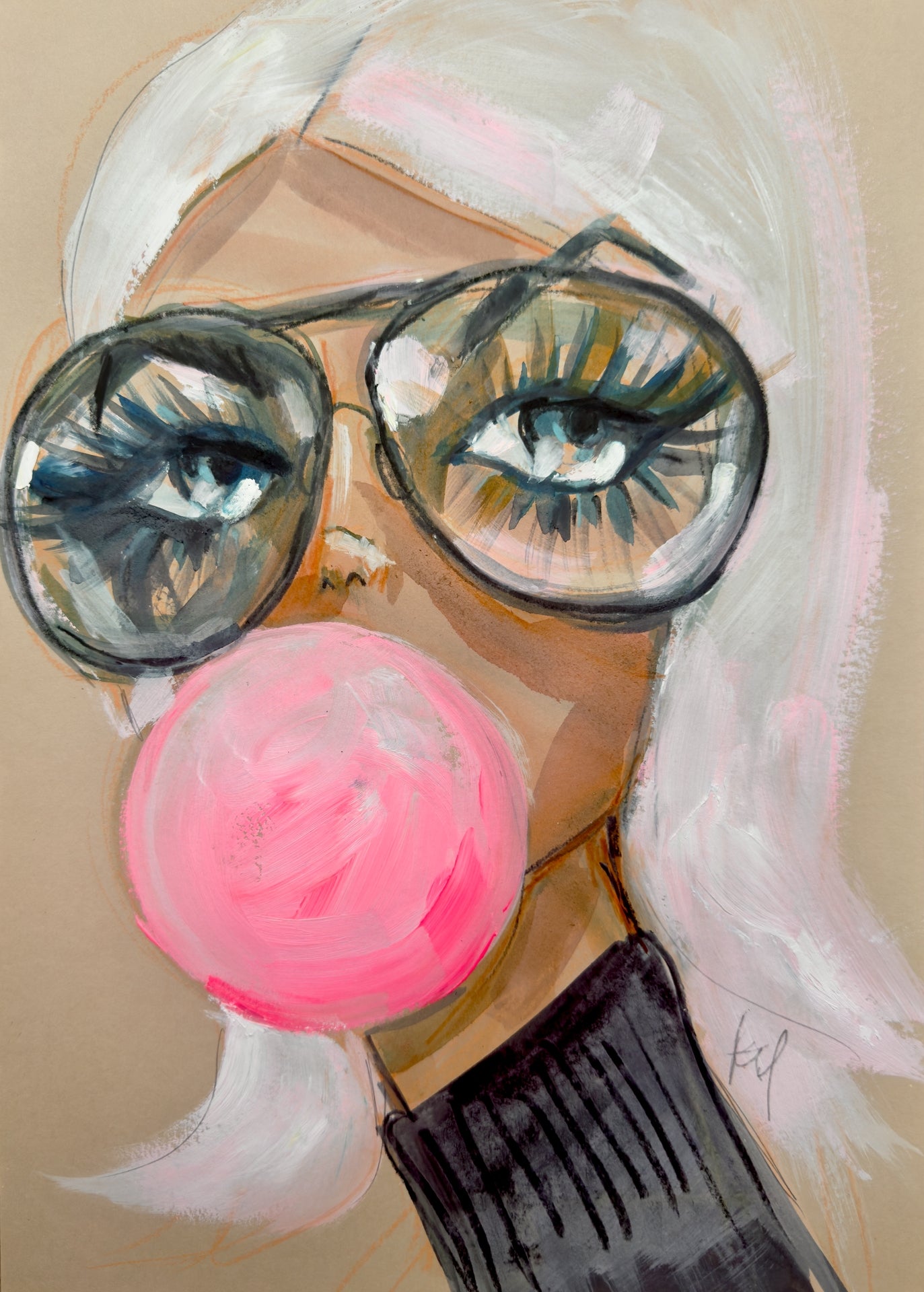 Bubblegum White Print