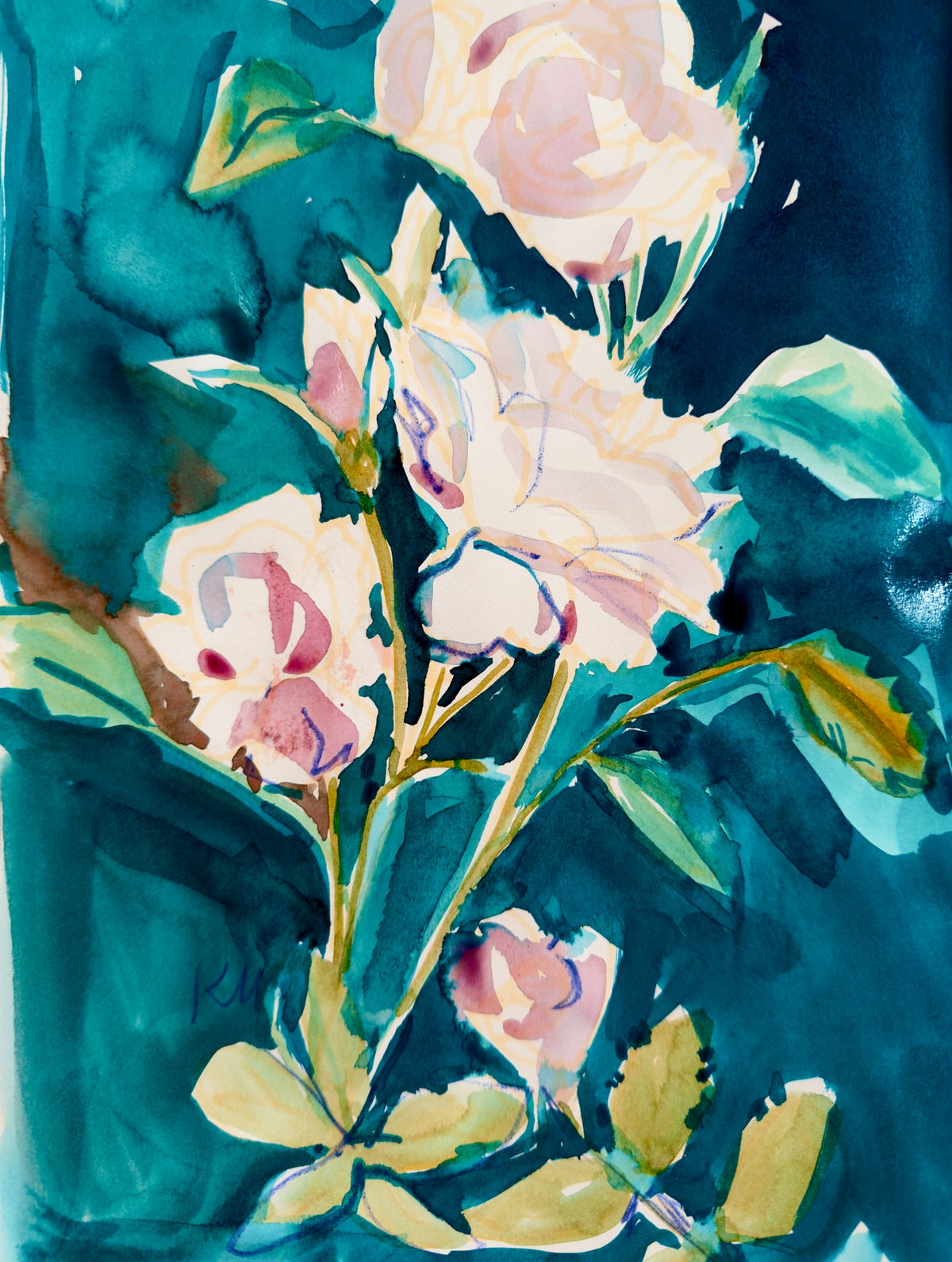 Emerald Roses Print