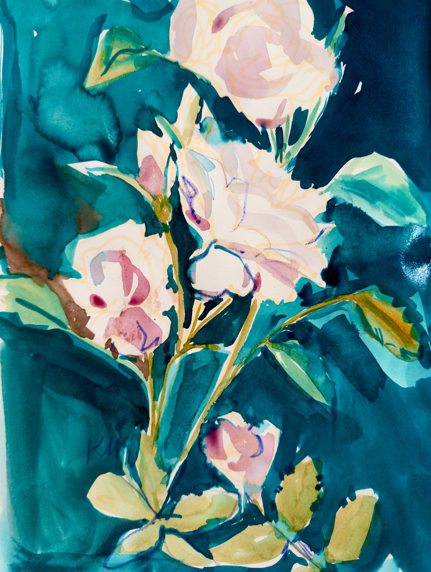 Emerald Roses Print