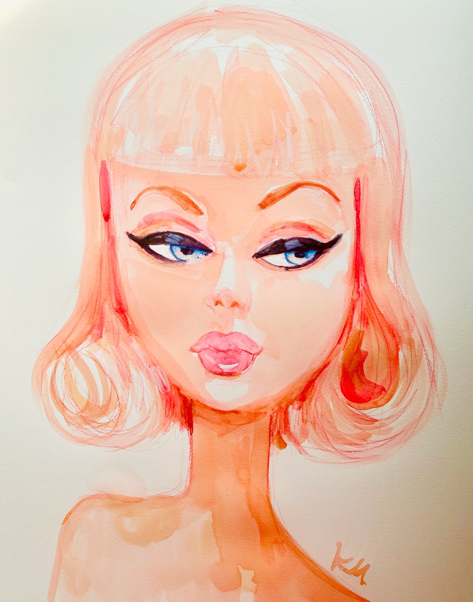 Pink Peach Barbie Print